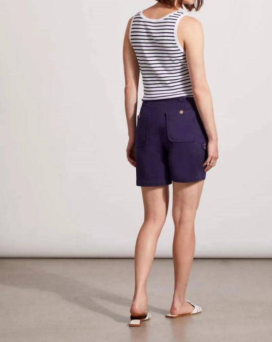 Tribal - Audrey Patch Pocket Short - blue - clothing - cotton - blend