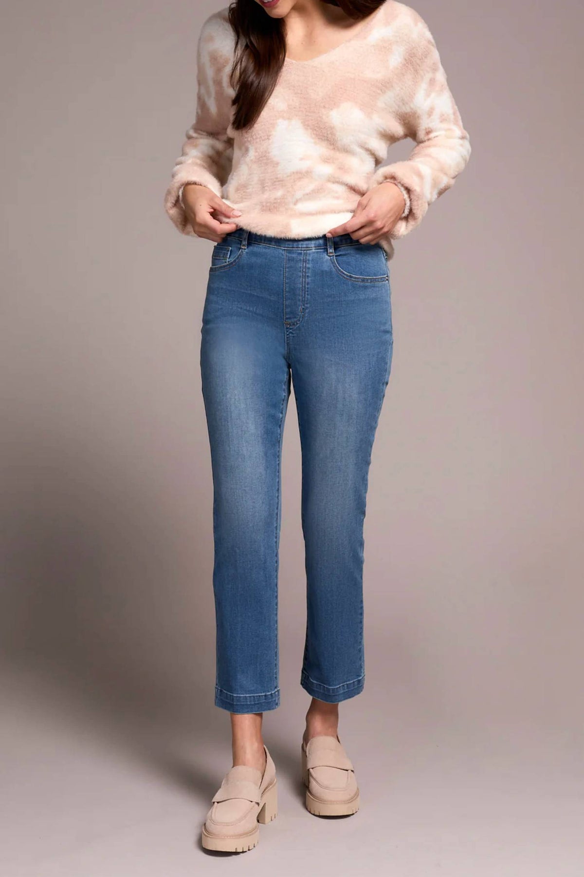 Tribal - Audrey Pull-on Crop Jeans