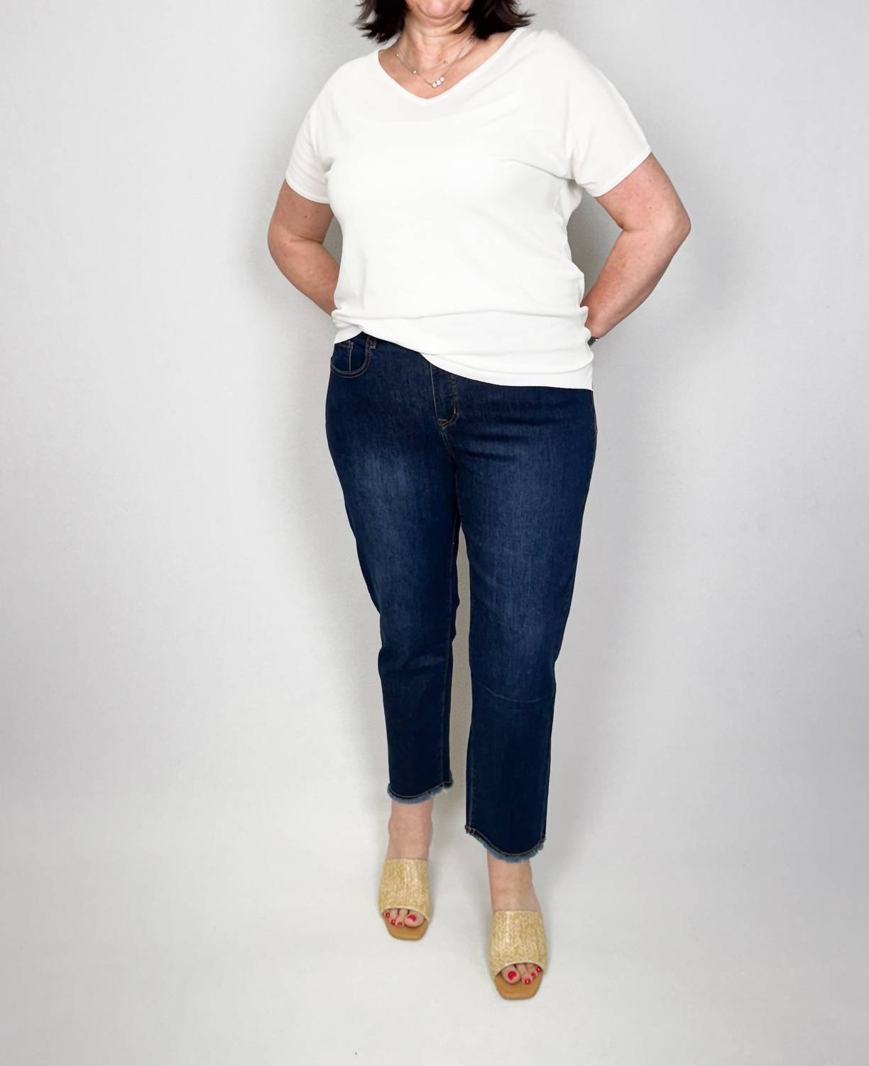 Tribal - Audrey Straight Leg Girlfriend Jeans - blue - clothing - cotton - blend