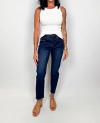 Tribal - Audrey Straight Leg Girlfriend Jeans - blue - clothing - cotton - blend