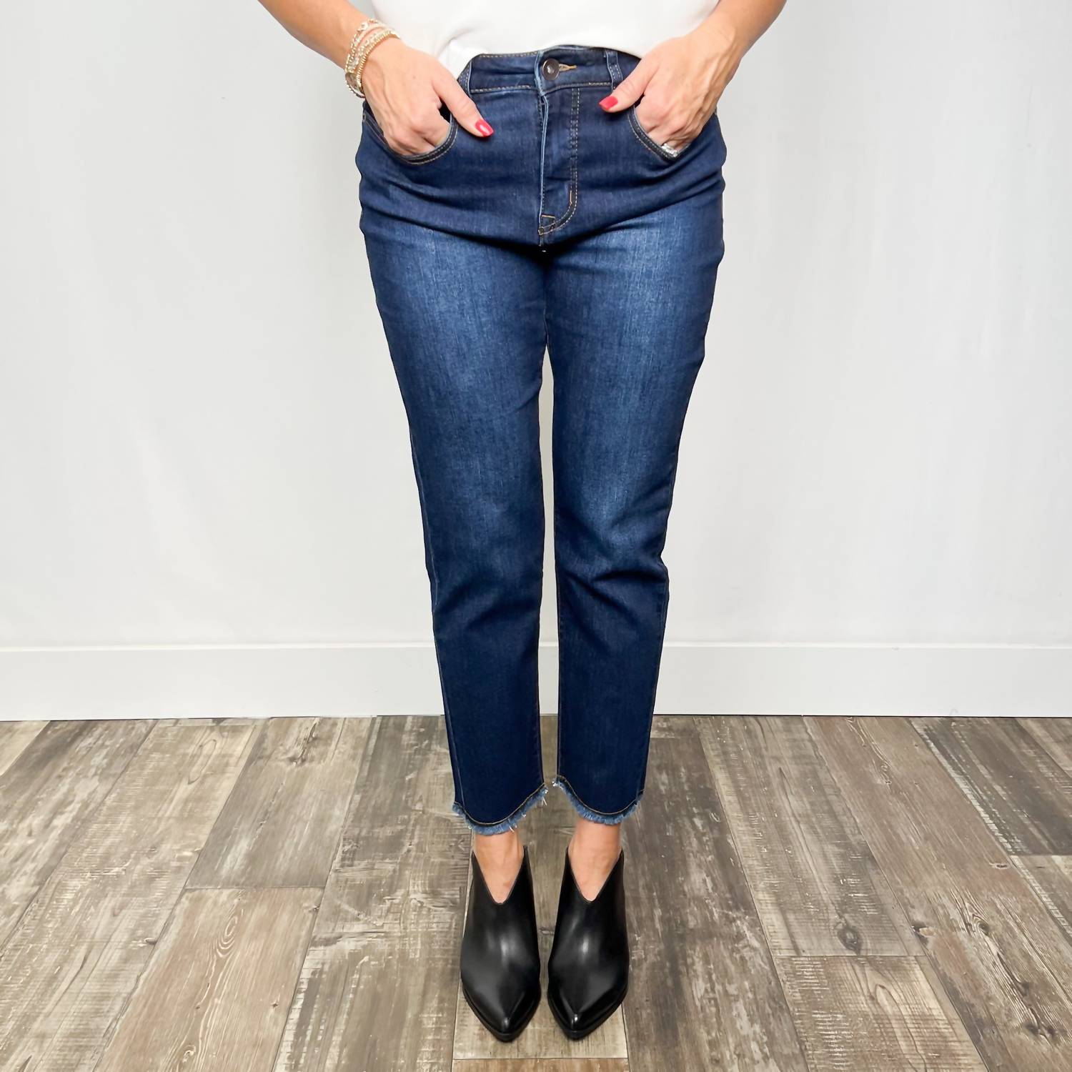 Tribal - Audrey Straight Leg Girlfriend Jeans - blue - clothing - cotton - blend