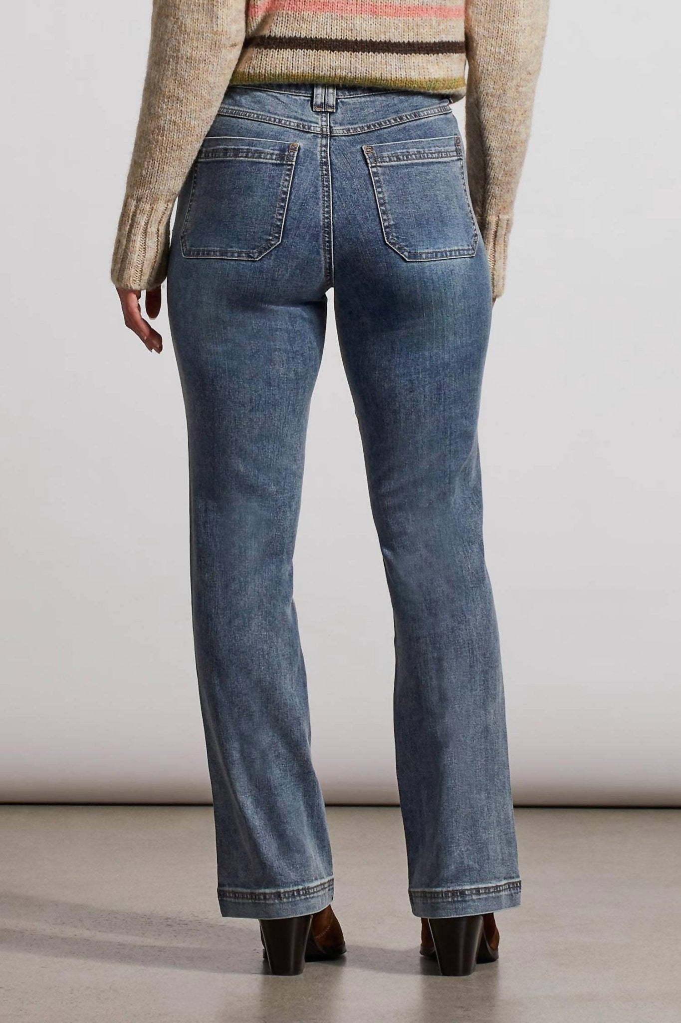 Tribal - Brooke Patch Pocket Micro Flare Jeans - blue - clothing - cotton - blend