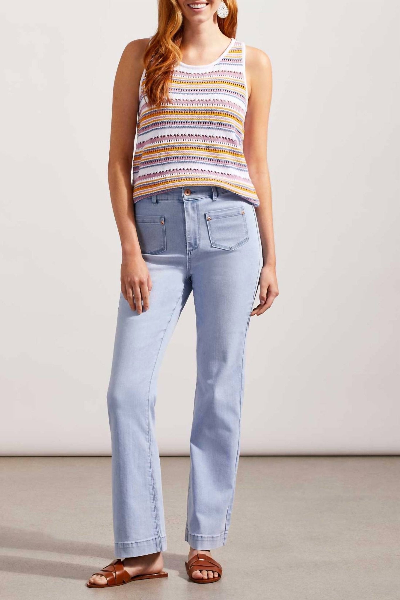 Tribal - Brooke Patch Pocket Micro Flare Jeans - blue - clothing - cotton - blend