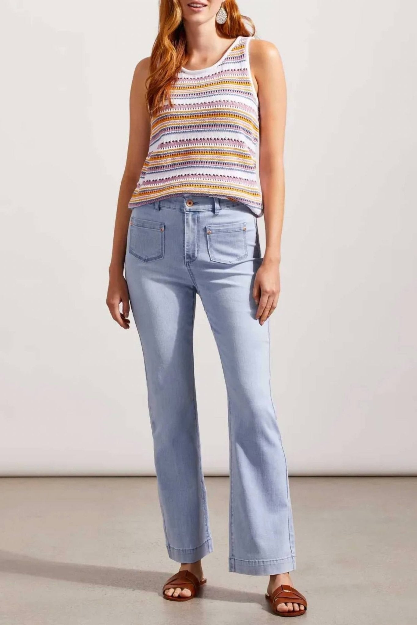 Tribal - Brooke Patch Pocket Micro Flare Jeans - blue - clothing - cotton - blend