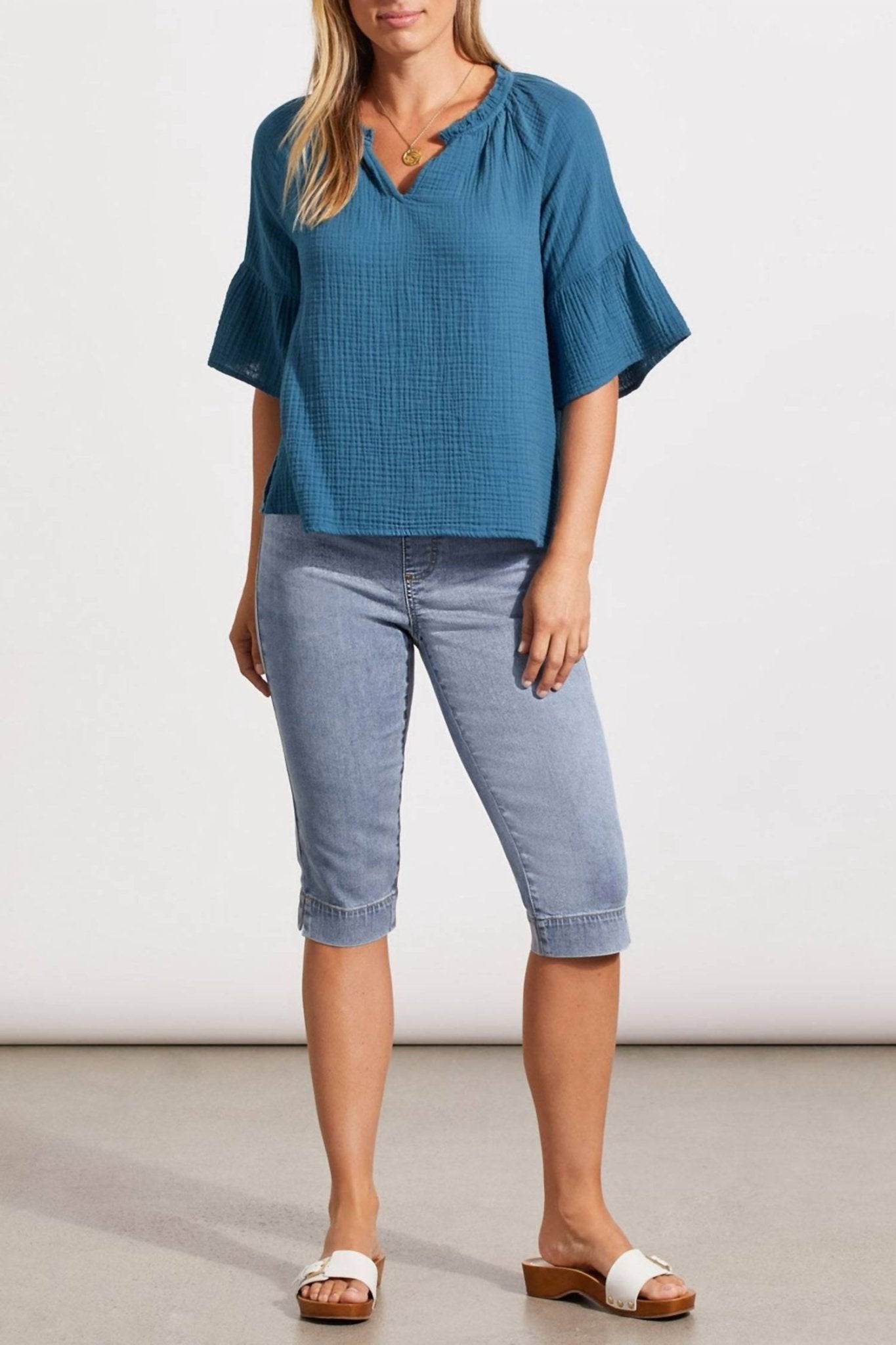 Tribal - Bubble Gauze Blouse - blouses - blue - clothing