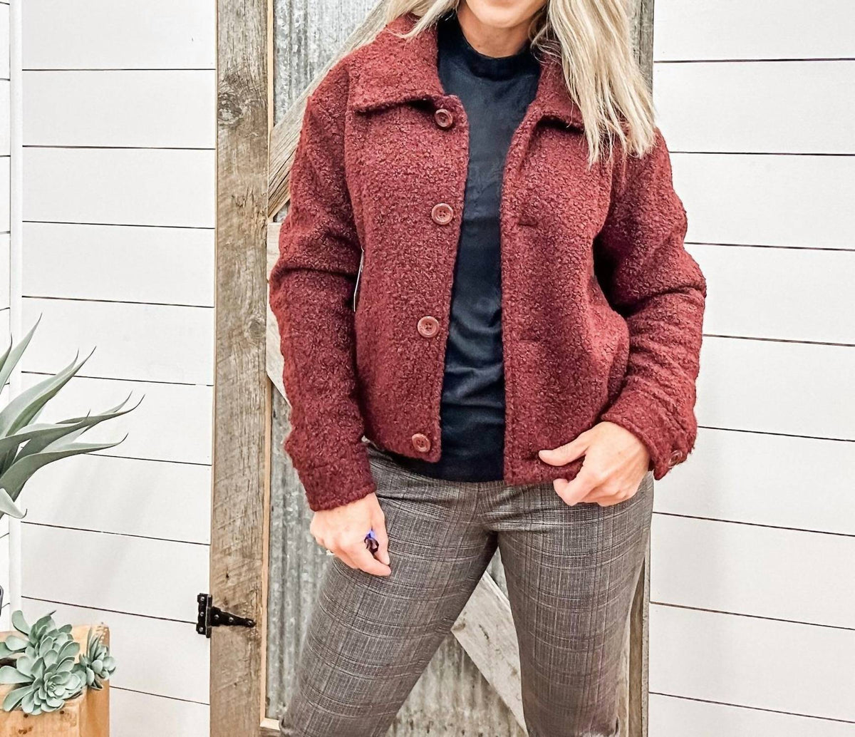 Tribal - Button Down Boucle Jacket