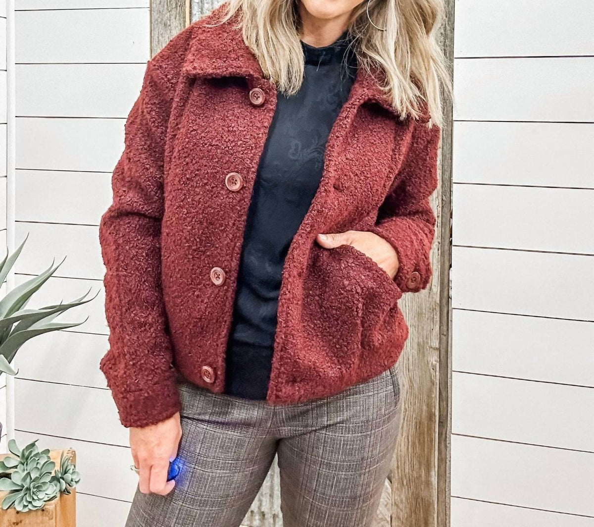 Tribal - Button Down Boucle Jacket
