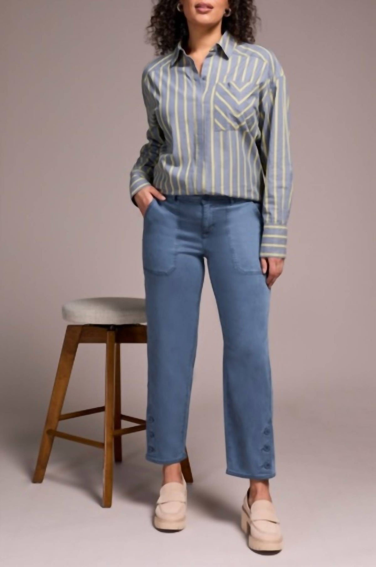 Tribal - Button Vent Fly Front Ankle Pants