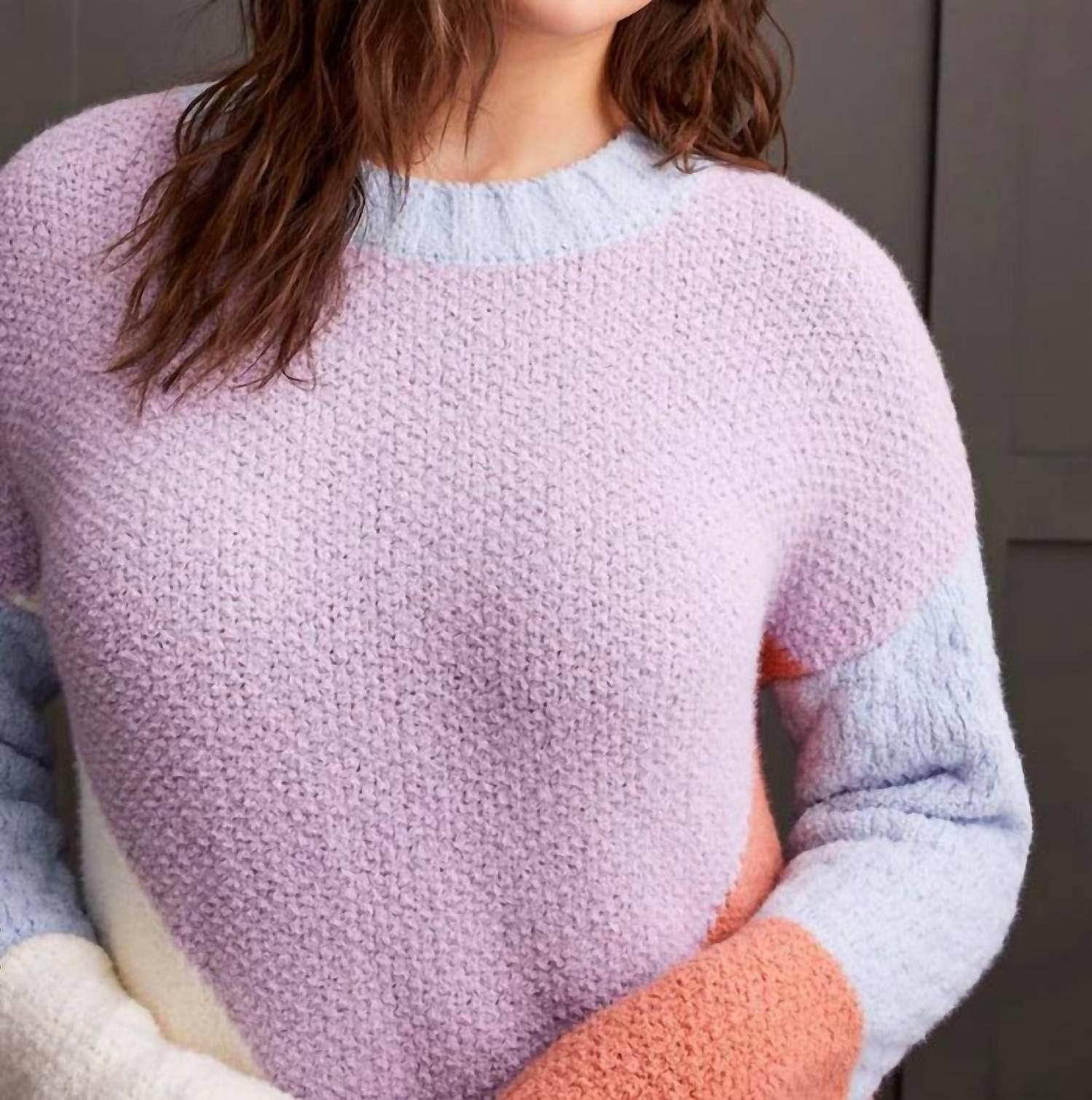 Tribal - Chenille Colorblock Sweater - clothing - crew - nylon - blend