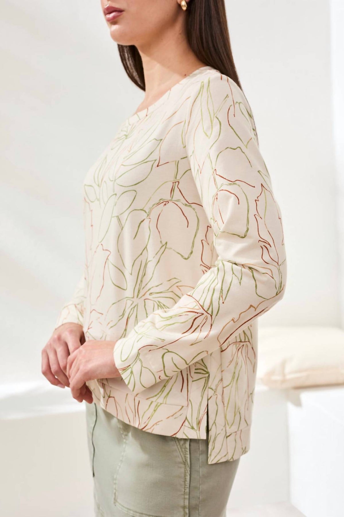 Tribal - CREW NECK TOP WITH SIDE SLITS