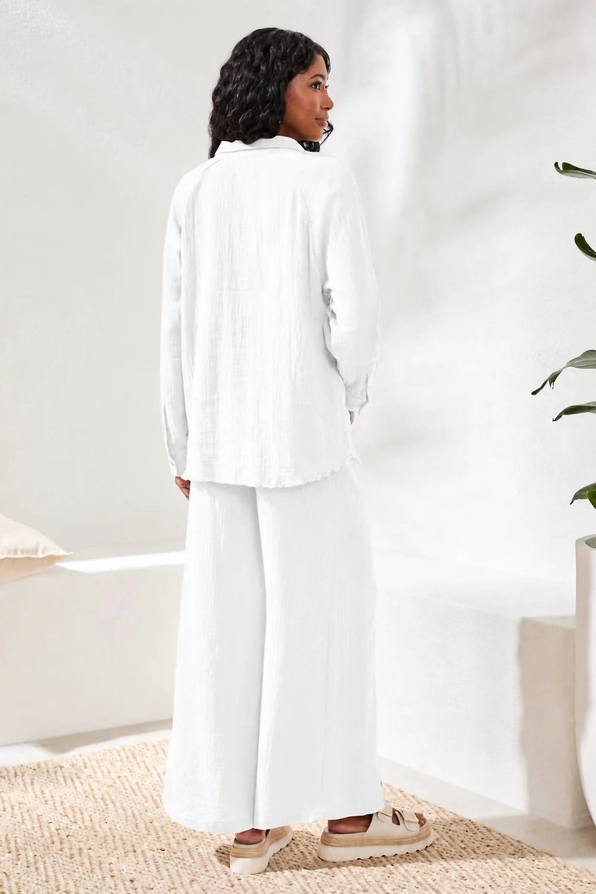 Tribal - Crinkle Gauze Button-front Collared Shirt