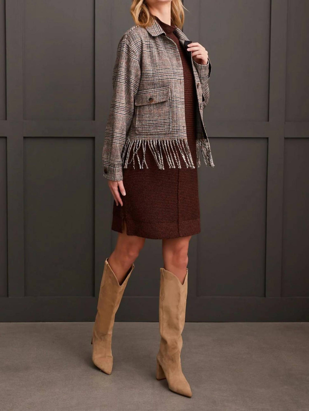 Tribal - Crop Shacket With Fringe