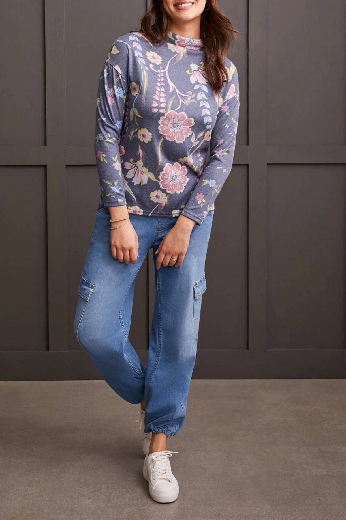 Tribal - Drop Shoulder Funnel Neck Sweater
