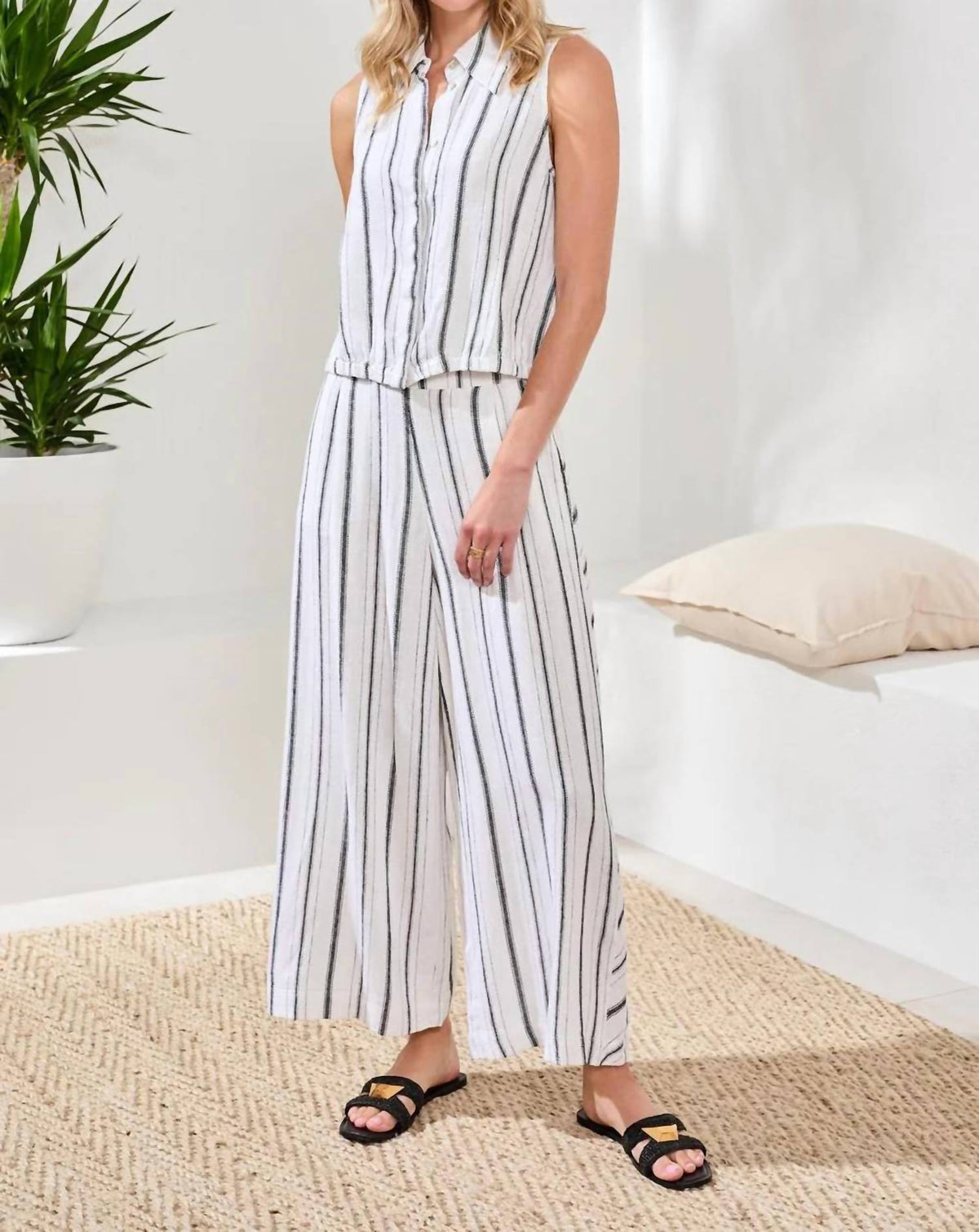 Tribal - Elastic Waist Hidden Placket Shirt