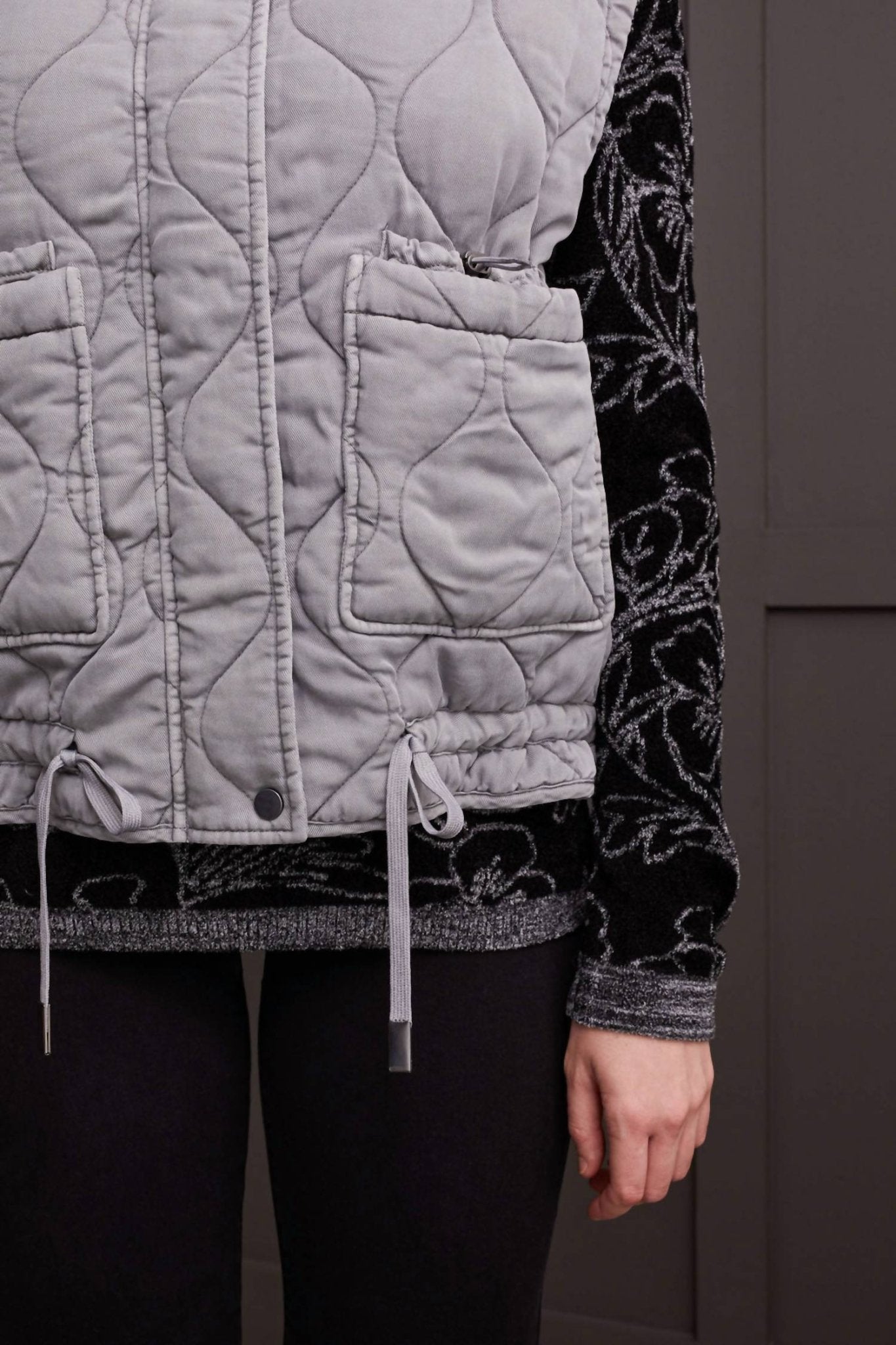 Tribal - Elephant Quilted Vest - clothing - grey - jackets