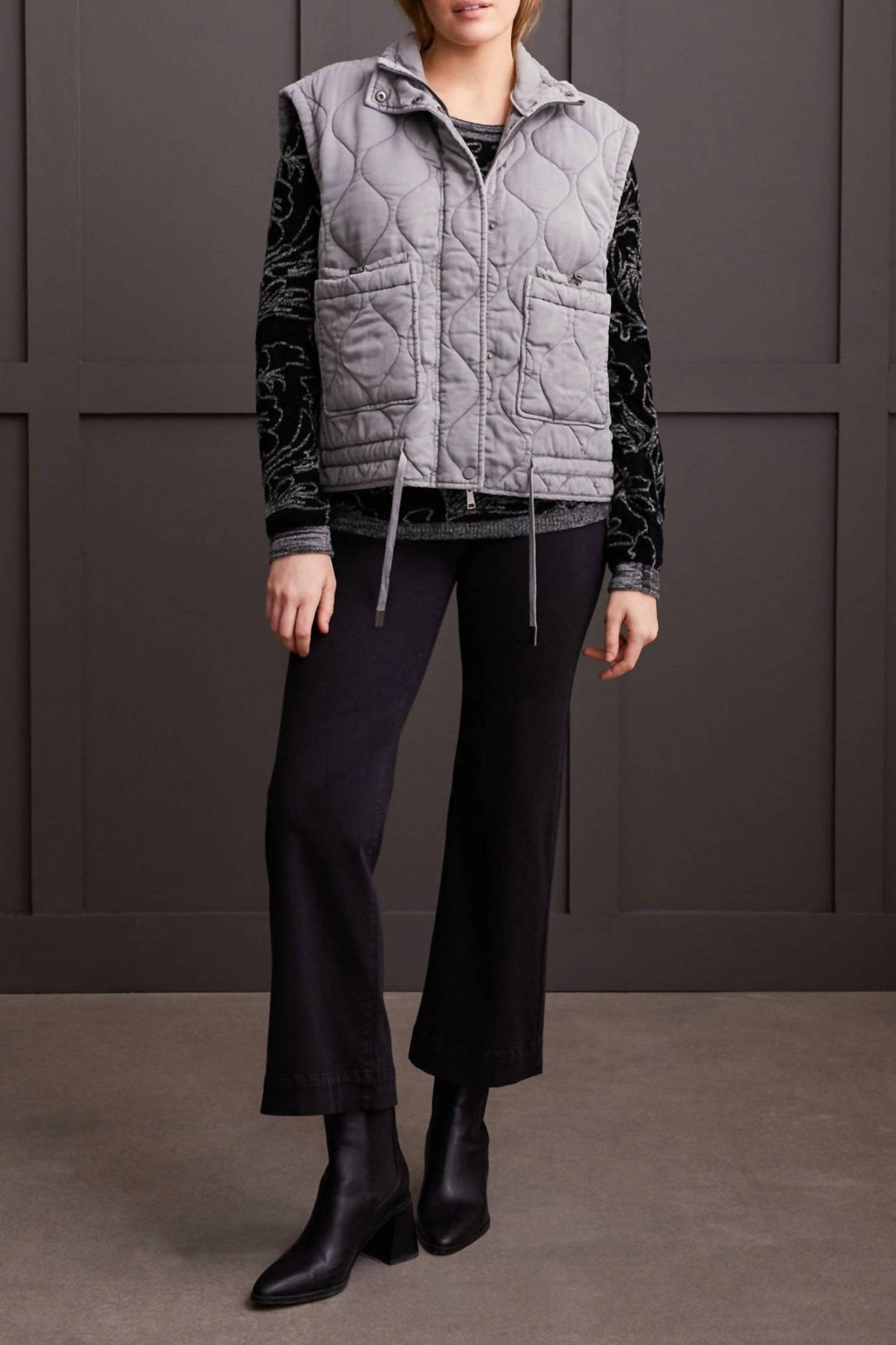 Tribal - Elephant Quilted Vest - clothing - grey - jackets