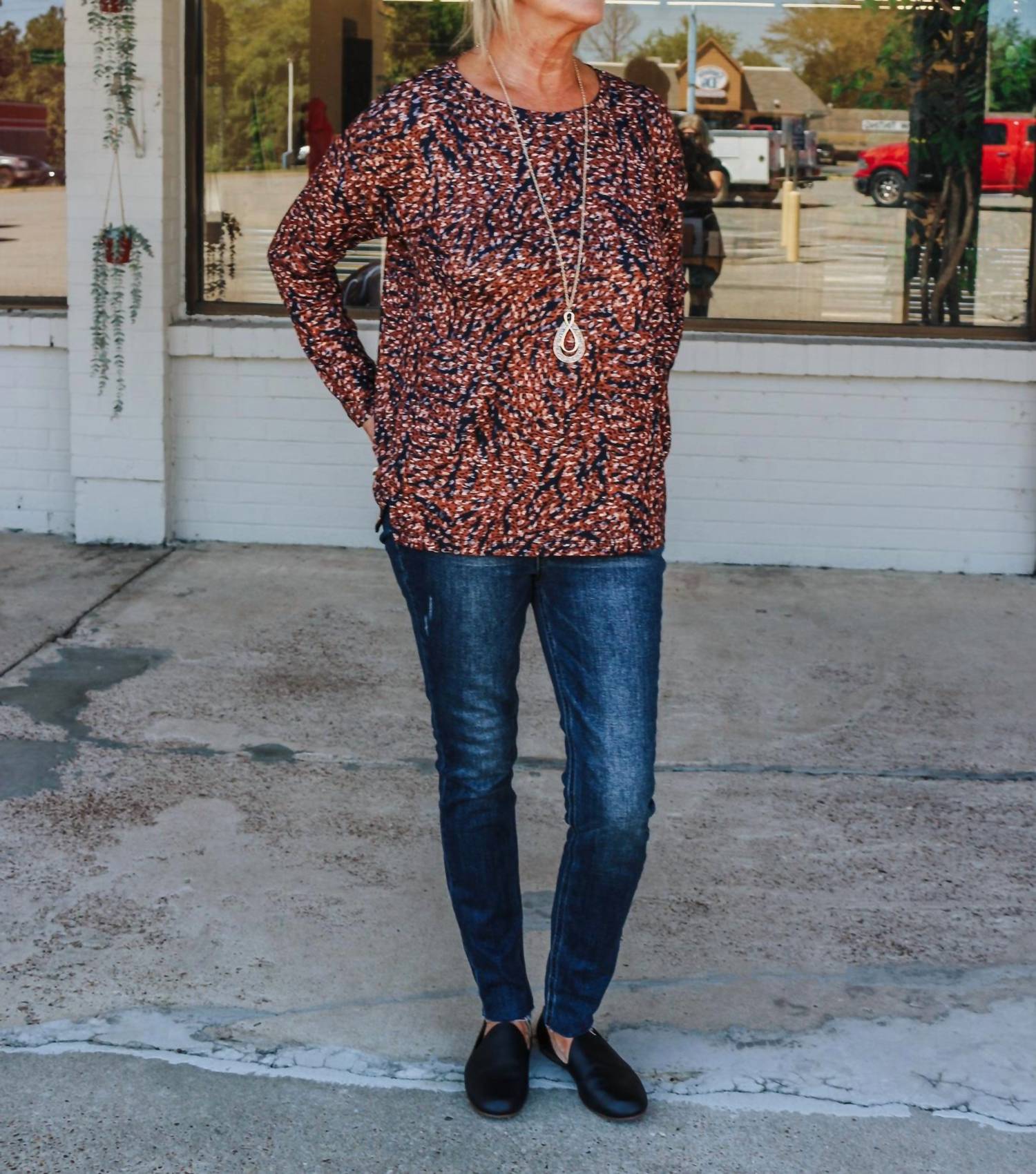 Tribal - Everyday Desires Leopard Long Sleeve Top - animal - blouses - brown