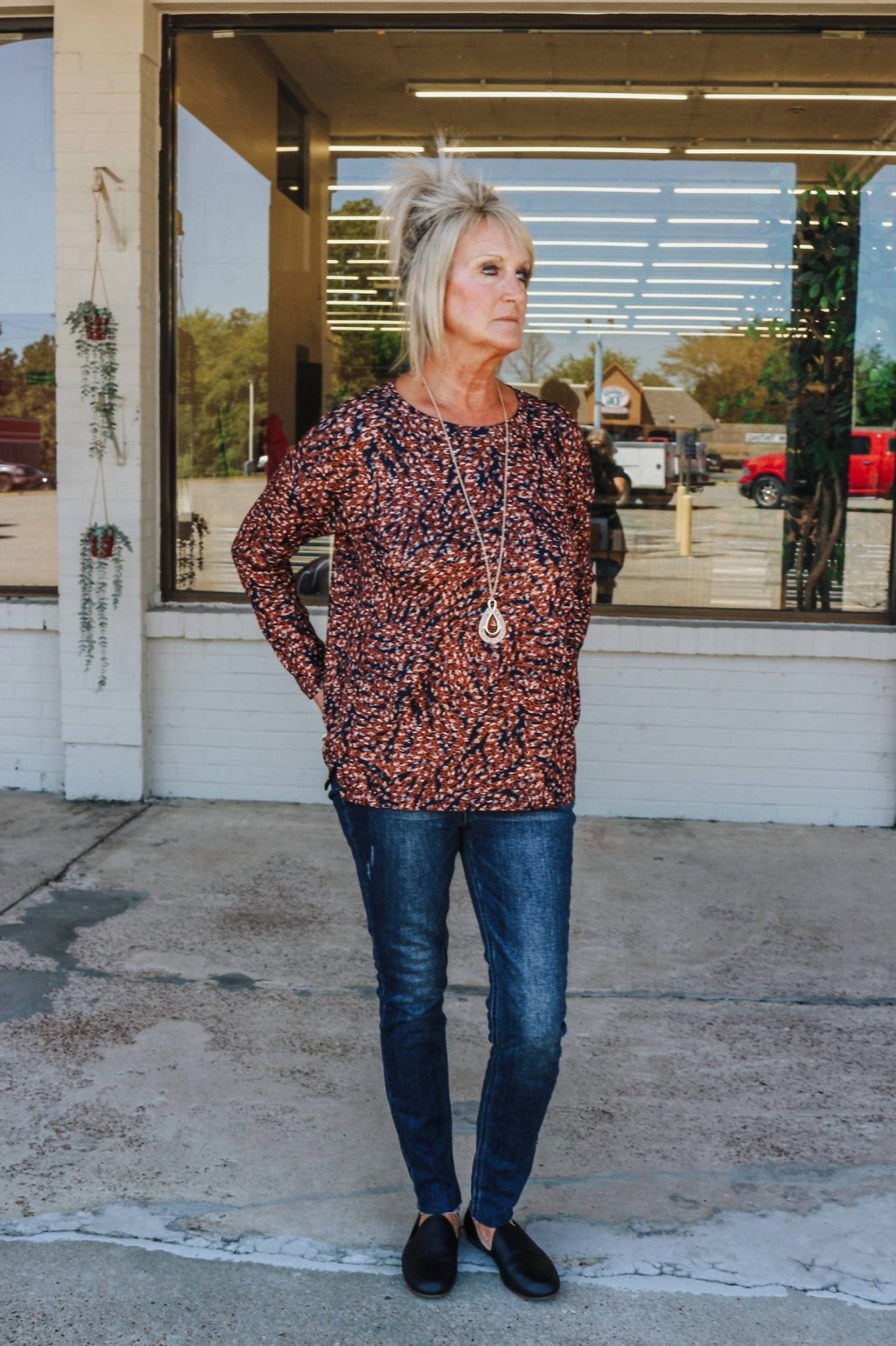 Tribal - Everyday Desires Leopard Long Sleeve Top - animal - blouses - brown