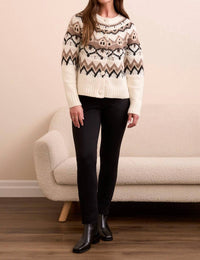 Tribal - Fair Isle Button Front Sweater Cardigan