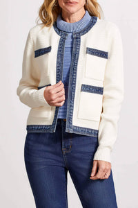 Tribal - Fancy Sweater And Denim Jacket With Pockets