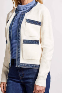 Tribal - Fancy Sweater And Denim Jacket With Pockets