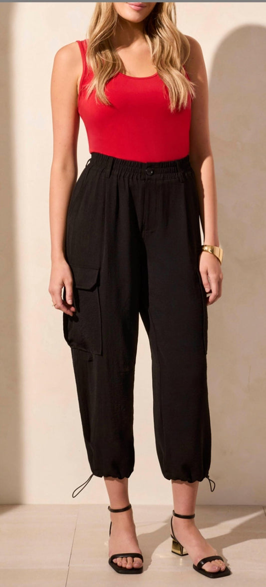 Tribal - Flowy Pull - on Cargo Pant - ankle - black - clothing