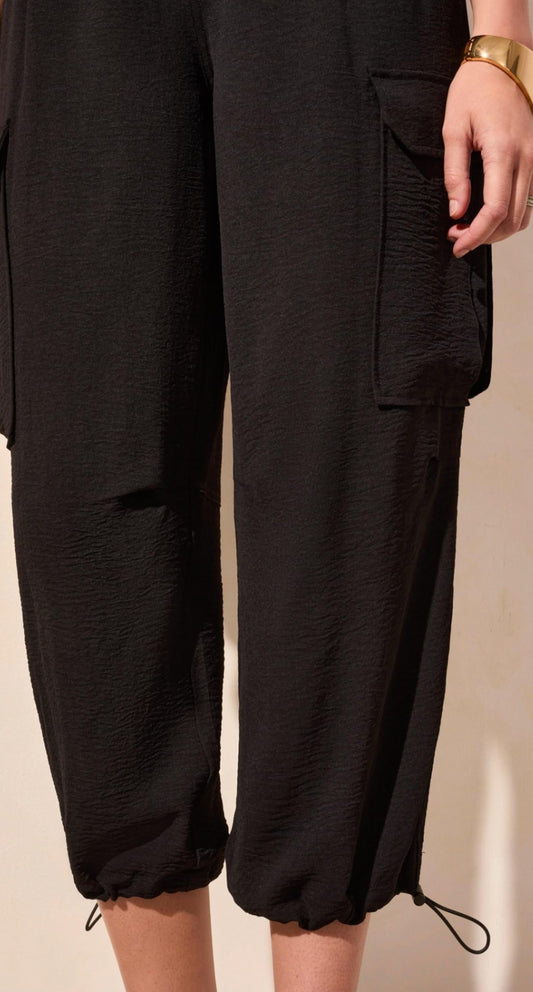 Tribal - Flowy Pull - on Cargo Pant - ankle - black - clothing