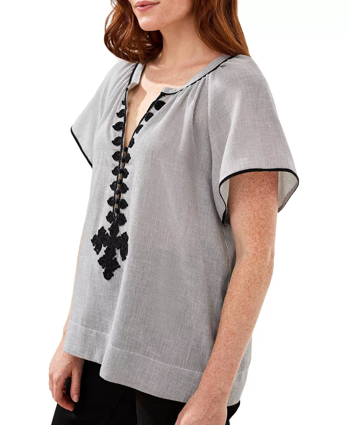 Tribal - Flutter Sleeve Embroidered Blouse