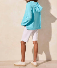 Tribal - French Terry Contrast Stitch Long Sleeve Hoody - blue - clothing - cotton