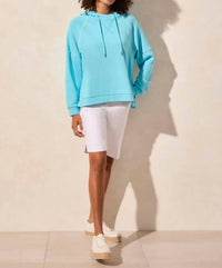 Tribal - French Terry Contrast Stitch Long Sleeve Hoody - blue - clothing - cotton