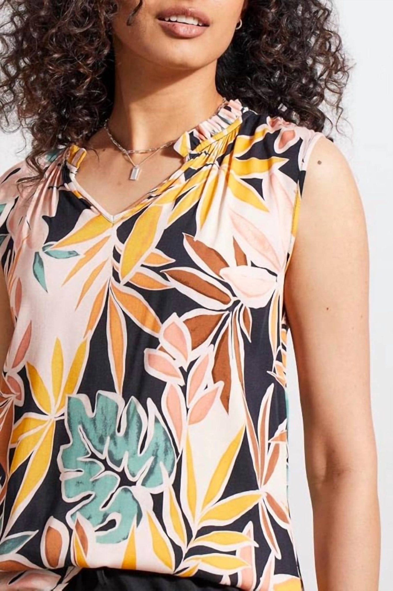 Tribal - Frill Neck Blouse - blouses - clothing - floral