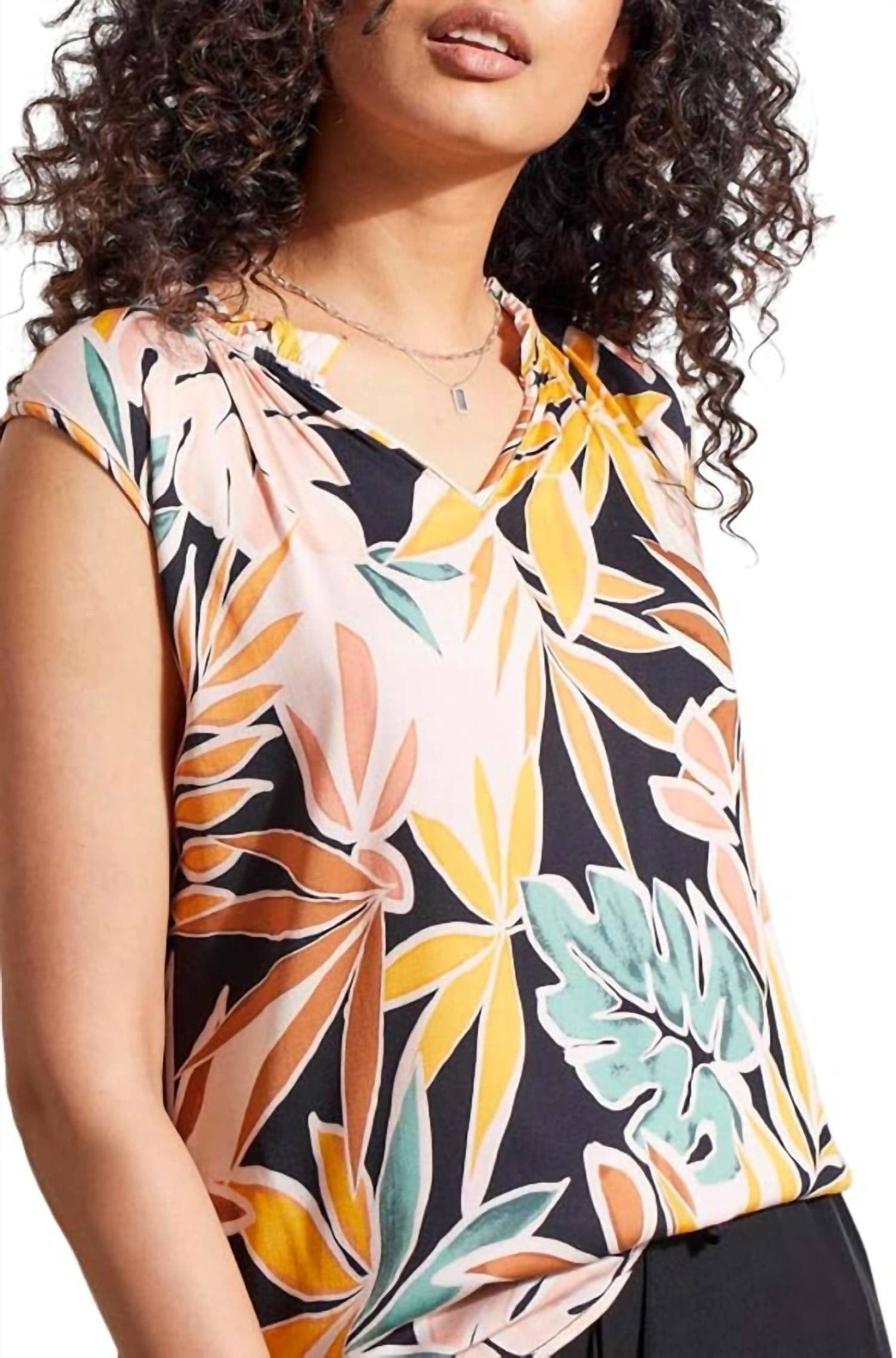 Tribal - Frill Neck Blouse - blouses - clothing - floral