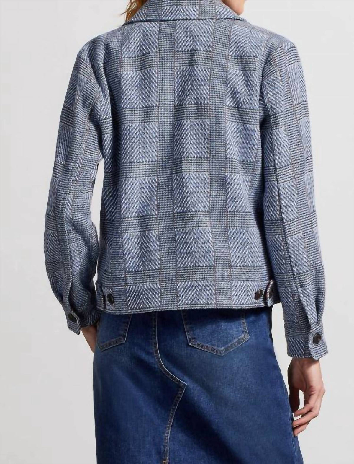 Tribal - Front-button Closure Crop Shacket
