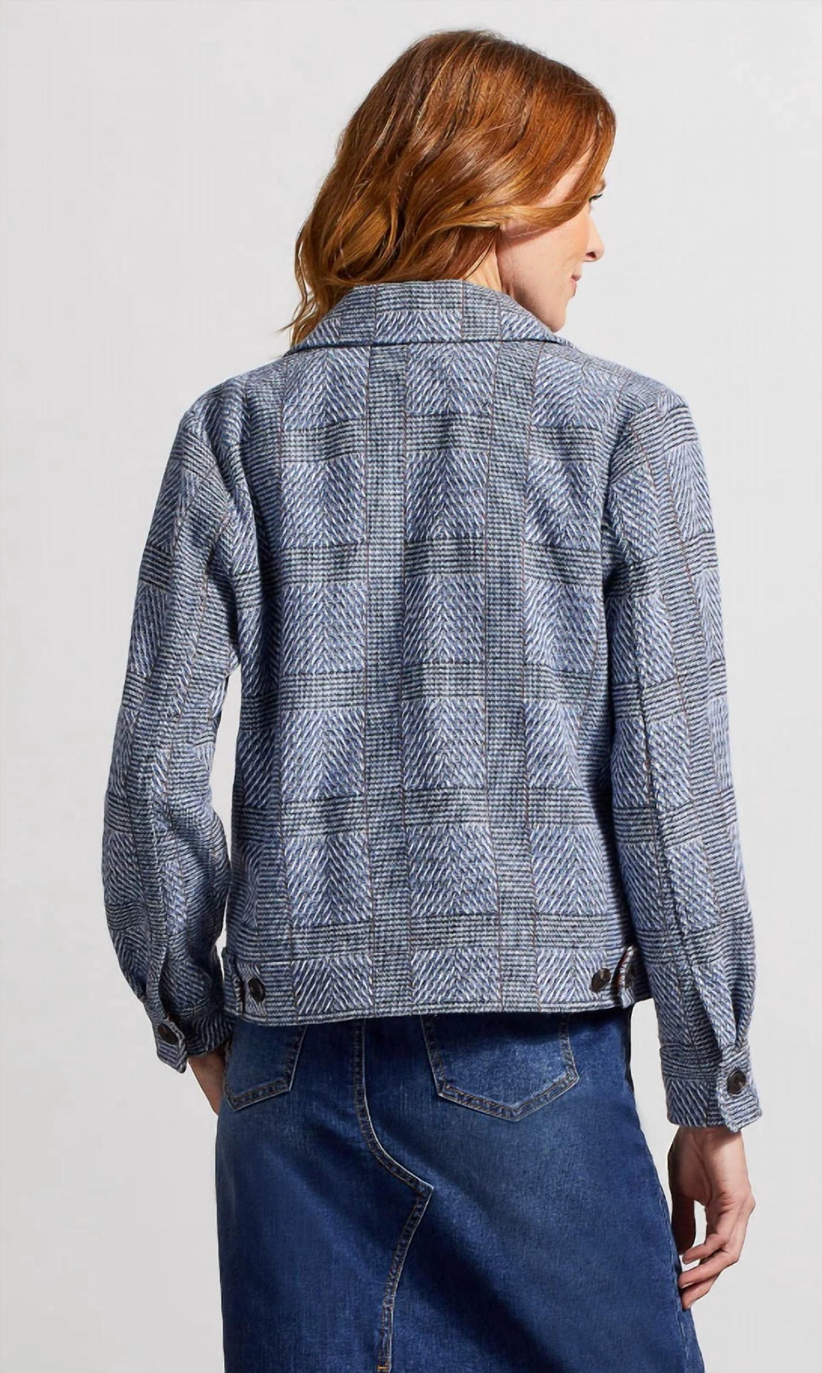 Tribal - Front-button Closure Crop Shacket