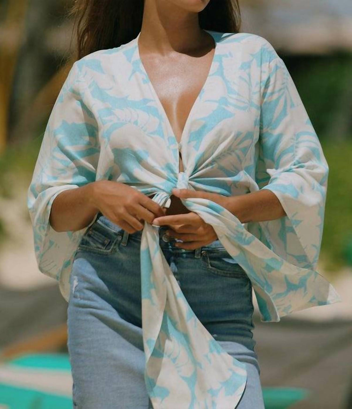 Tribal - Front Tie Kimono Top