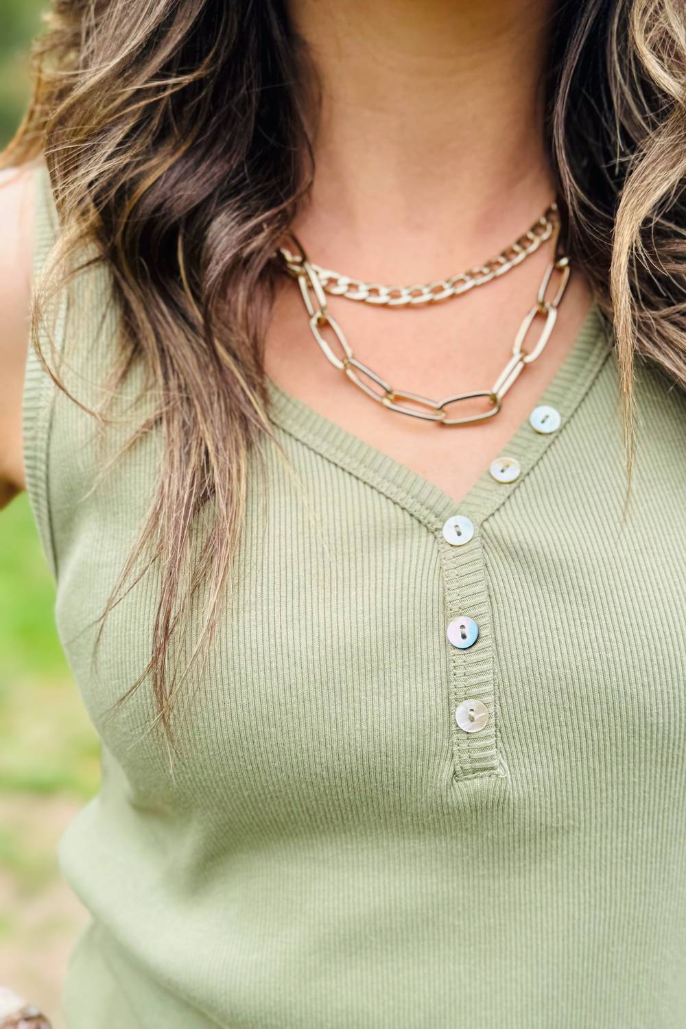 Tribal - Henley Tank With Buttons