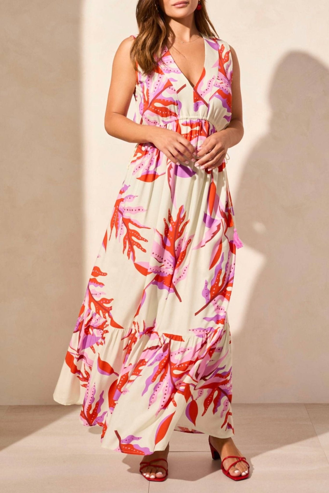 Tribal - Jacquard V - neck Maxi Dress - clothing - dresses - floral