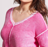 Tribal - Lightweight Cotton V - neck Sweater - clothing - cotton - pink