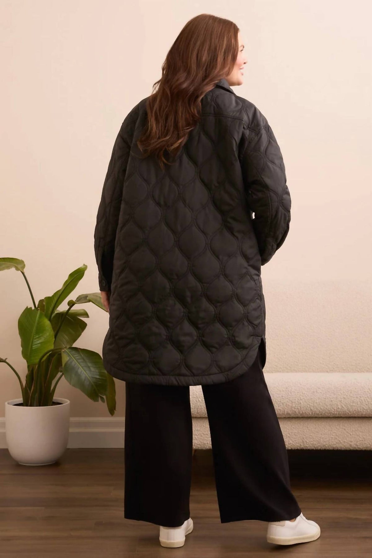 Tribal - Long Quilted Button-up Jacket With Pockets