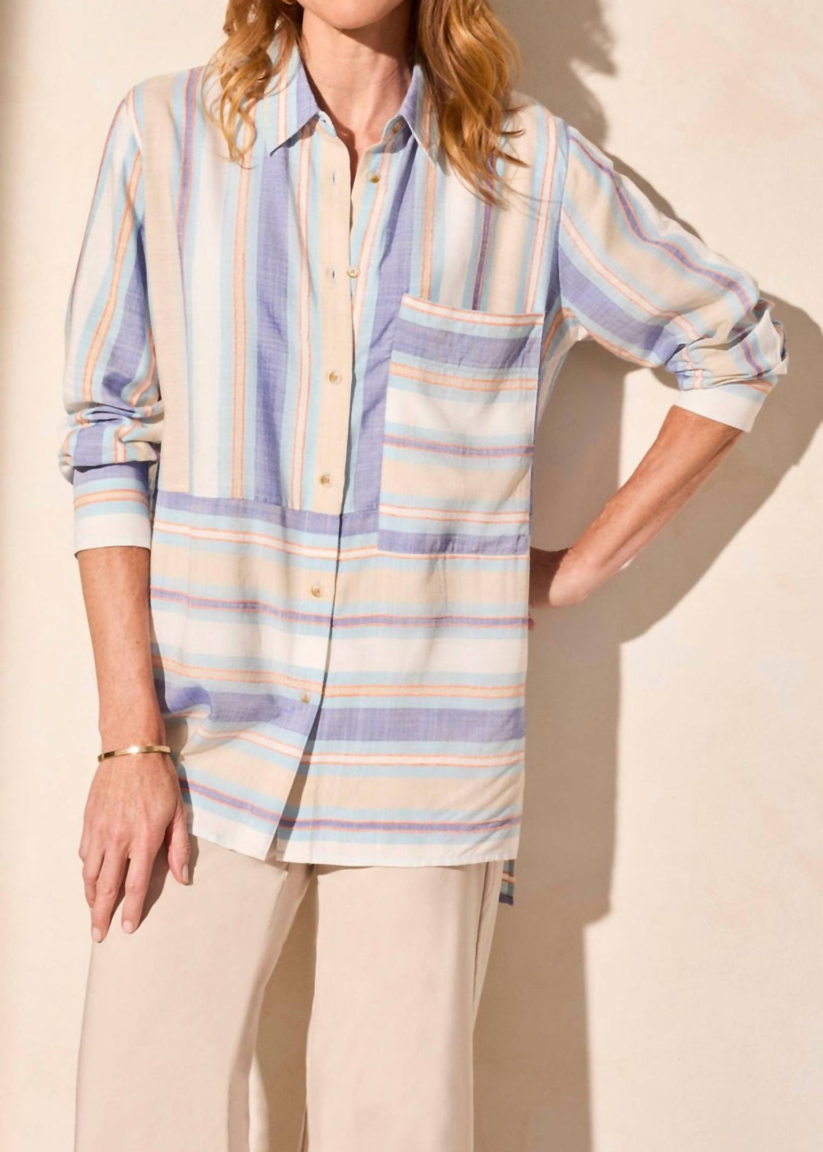 Tribal - Long Sleeve Button Front Blouse