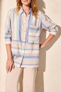Tribal - Long-sleeve Button-front Collared Blouse