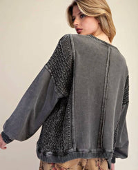 Tribal - Mixed Media Crewneck Raglan Long Sleeve Pullover