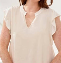 Tribal - Mixed Media Ruffle Sleeve V-neck Top