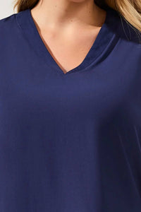 Tribal - Mixed Media Soft Drape Cap Sleeve V-neck Top
