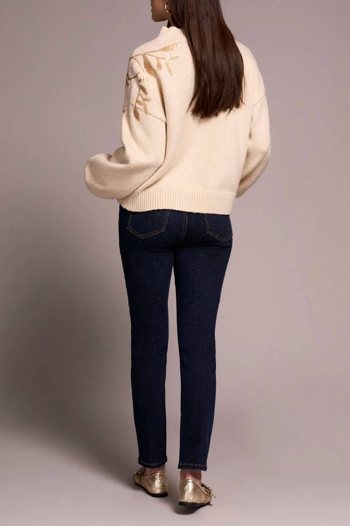 Tribal - Mock Neck Sequin Sweater