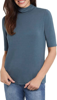 Tribal - Mock Neck Shirt - blouses - blue - clothing