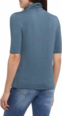 Tribal - Mock Neck Shirt - blouses - blue - clothing