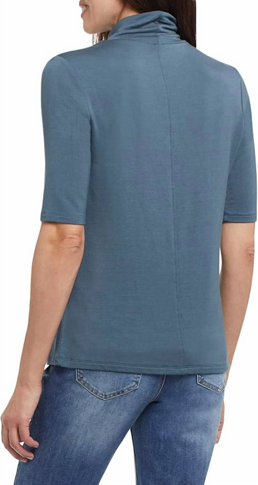 Tribal - Mock Neck Shirt - blouses - blue - clothing