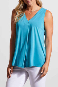 Tribal - Modal Sleeveless Top - blouses - blue - clothing