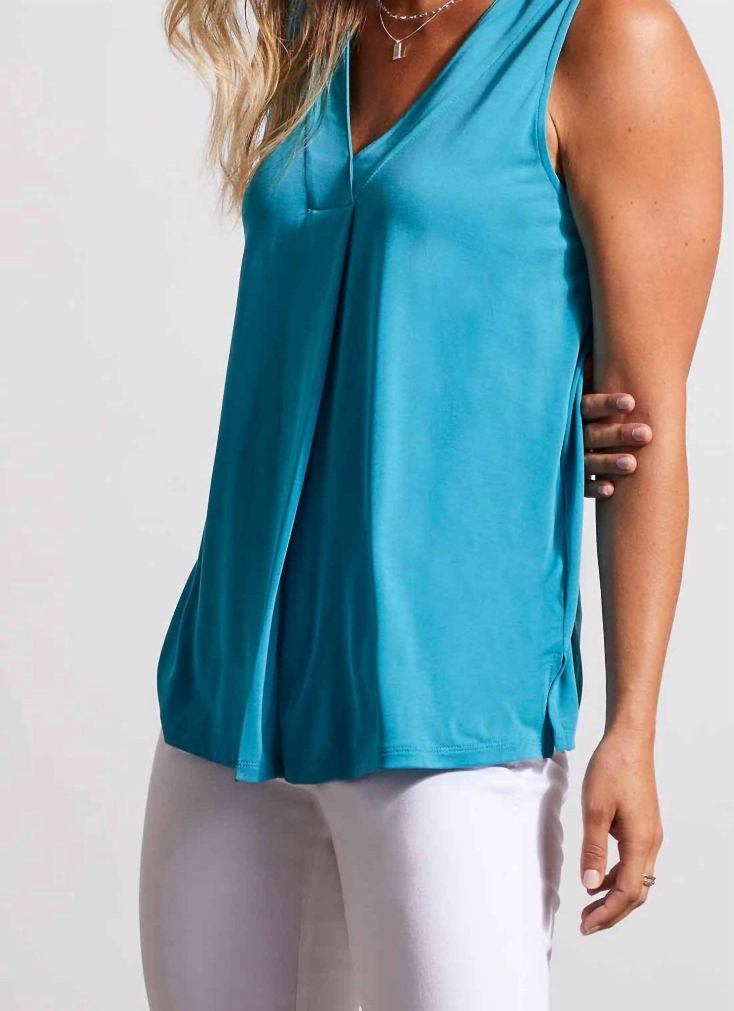 Tribal - Modal Sleeveless Top - blouses - blue - clothing